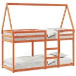 vidaXL Pat supraetajat cu acoperiș maro ceruit 75x190cm lemn masiv pin