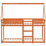 vidaXL Pat supraetajat cu acoperiș maro ceruit 75x190cm lemn masiv pin