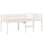 vidaXL Pat înalt cu acoperiș, alb, 80x200 cm, lemn masiv de pin