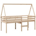 vidaXL Pat înalt cu acoperiș, 90x190 cm, lemn masiv de pin