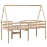 vidaXL Pat înalt cu acoperiș, 90x190 cm, lemn masiv de pin