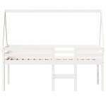 vidaXL Pat înalt cu acoperiș, alb, 90x190 cm, lemn masiv de pin