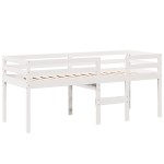 vidaXL Pat înalt cu acoperiș, alb, 90x190 cm, lemn masiv de pin