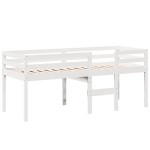 vidaXL Pat înalt cu acoperiș, alb, 75x190 cm, lemn masiv de pin