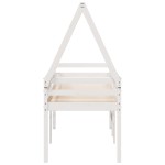 vidaXL Pat înalt cu acoperiș, alb, 75x190 cm, lemn masiv de pin