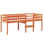 vidaXL Pat înalt cu acoperiș, maro ceruit, 75x190 cm, lemn masiv pin