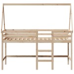vidaXL Pat etajat cu scară și acoperiș, alb, 90x200 cm, lemn masiv pin vidaXL Pat etajat cu scară și acoperiș, alb, 90x200 cm, lemn masiv pin