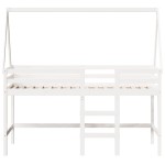 vidaXL Pat etajat cu scară și acoperiș, alb, 90x200 cm, lemn masiv pin vidaXL Pat etajat cu scară și acoperiș, alb, 90x200 cm, lemn masiv pin