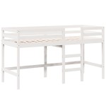 vidaXL Pat etajat cu scară și acoperiș, alb, 80x200 cm, lemn masiv pin vidaXL Pat etajat cu scară și acoperiș, alb, 80x200 cm, lemn masiv pin