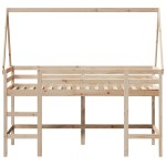 vidaXL Pat etajat cu scară și acoperiș, alb, 90x200 cm, lemn masiv pin vidaXL Pat etajat cu scară și acoperiș, alb, 90x200 cm, lemn masiv pin