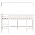 vidaXL Pat etajat cu scară și acoperiș, alb, 90x200 cm, lemn masiv pin vidaXL Pat etajat cu scară și acoperiș, alb, 90x200 cm, lemn masiv pin
