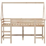 vidaXL Pat etajat cu scară și acoperiș, alb, 80x200 cm, lemn masiv pin vidaXL Pat etajat cu scară și acoperiș, alb, 80x200 cm, lemn masiv pin