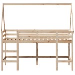 vidaXL Pat etajat cu scară și acoperiș, alb, 90x190 cm, lemn masiv pin vidaXL Pat etajat cu scară și acoperiș, alb, 90x190 cm, lemn masiv pin