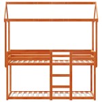 vidaXL Pat supraetajat cu acoperiș maro ceruit 90x200cm lemn masiv pin