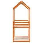 vidaXL Pat supraetajat cu acoperiș maro ceruit 90x200cm lemn masiv pin