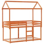 vidaXL Pat supraetajat cu acoperiș maro ceruit 90x190cm lemn masiv pin