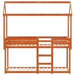 vidaXL Pat supraetajat cu acoperiș maro ceruit 90x190cm lemn masiv pin