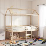 vidaXL Pat înalt cu acoperiș, 75x190 cm, lemn masiv de pin vidaXL Pat înalt cu acoperiș, 75x190 cm, lemn masiv de pin