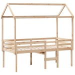 vidaXL Pat înalt cu acoperiș, 75x190 cm, lemn masiv de pin vidaXL Pat înalt cu acoperiș, 75x190 cm, lemn masiv de pin