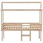 vidaXL Pat înalt cu acoperiș, 75x190 cm, lemn masiv de pin vidaXL Pat înalt cu acoperiș, 75x190 cm, lemn masiv de pin