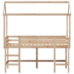 vidaXL Pat etajat cu scară și acoperiș, alb, 90x200 cm, lemn masiv pin vidaXL Pat etajat cu scară și acoperiș, alb, 90x200 cm, lemn masiv pin