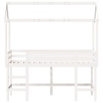 vidaXL Pat etajat cu scară și acoperiș, alb, 90x200 cm, lemn masiv pin vidaXL Pat etajat cu scară și acoperiș, alb, 90x200 cm, lemn masiv pin