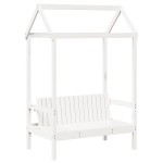 vidaXL Set pat și bancă cu acoperiș, alb, 100x200 cm, lemn masiv pin
