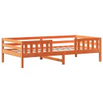 vidaXL Set pat bancă cu acoperiș maro ceruit 100x200 cm lemn masiv pin vidaXL Set pat bancă cu acoperiș maro ceruit 100x200 cm lemn masiv pin