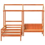 vidaXL Set pat bancă cu acoperiș maro ceruit 100x200 cm lemn masiv pin vidaXL Set pat bancă cu acoperiș maro ceruit 100x200 cm lemn masiv pin