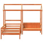 vidaXL Set pat bancă cu acoperiș maro ceruit 90x190 cm lemn masiv pin vidaXL Set pat bancă cu acoperiș maro ceruit 90x190 cm lemn masiv pin