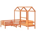 vidaXL Set pat bancă cu acoperiș maro ceruit 75x190 cm lemn masiv pin vidaXL Set pat bancă cu acoperiș maro ceruit 75x190 cm lemn masiv pin