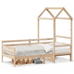 vidaXL Pat de zi cu acoperiș, 90x200 cm, lemn masiv de pin vidaXL Pat de zi cu acoperiș, 90x200 cm, lemn masiv de pin