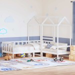 vidaXL Set pat de zi/bancă cu acoperiș alb 80x200 cm lemn masiv de pin