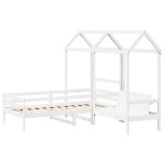 vidaXL Set pat de zi/bancă cu acoperiș alb 80x200 cm lemn masiv de pin