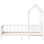 vidaXL Set pat de zi/bancă cu acoperiș alb 80x200 cm lemn masiv de pin