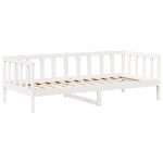vidaXL Set pat de zi/bancă cu acoperiș alb 80x200 cm lemn masiv de pin
