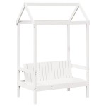 vidaXL Set pat de zi/bancă cu acoperiș, alb, 80x200 cm, lemn masiv pin