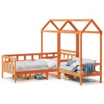 vidaXL Set pat zi/bancă acoperiș maro ceruit 80x200cm lemn masiv pin