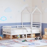 vidaXL Pat de zi cu acoperiș, alb, 80x200 cm, lemn masiv de pin vidaXL Pat de zi cu acoperiș, alb, 80x200 cm, lemn masiv de pin