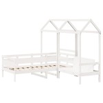 vidaXL Set pat de zi/bancă cu acoperiș alb 80x200 cm lemn masiv de pin