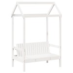 vidaXL Set pat de zi/bancă cu acoperiș alb 80x200 cm lemn masiv de pin