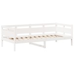 vidaXL Set pat de zi/bancă cu acoperiș alb 80x200 cm lemn masiv de pin