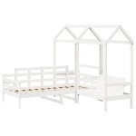 vidaXL Set pat de zi/bancă cu acoperiș alb 80x200 cm lemn masiv de pin
