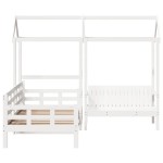 vidaXL Set pat de zi/bancă cu acoperiș alb 80x200 cm lemn masiv de pin