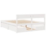 vidaXL Cadru de pat fără saltea, alb, 150x200 cm, lemn masiv pin vidaXL Cadru de pat fără saltea, alb, 150x200 cm, lemn masiv pin