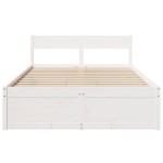 vidaXL Cadru de pat fără saltea, alb, 140x190 cm, lemn masiv de pin