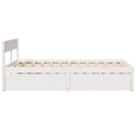 vidaXL Cadru de pat fără saltea, alb, 140x190 cm, lemn masiv de pin
