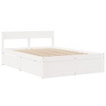 vidaXL Cadru de pat fără saltea, alb, 135x190 cm, lemn masiv de pin