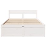 vidaXL Cadru de pat fără saltea, alb, 135x190 cm, lemn masiv de pin