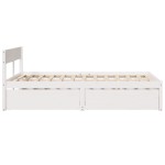 vidaXL Cadru de pat fără saltea, alb, 135x190 cm, lemn masiv de pin